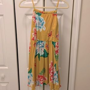 Mustard Floral Patterned Spaghetti Strap Sundress